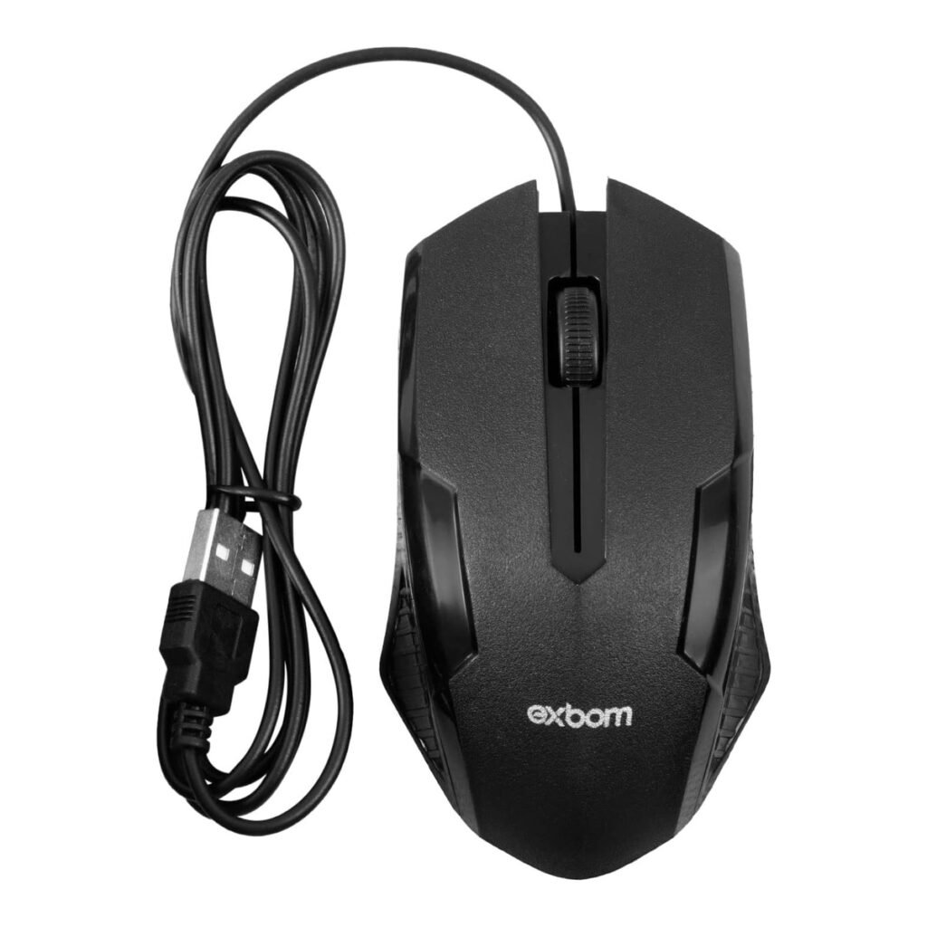 Mouse Óptico Exbom MS-71 USB 1200 DPI Com Fio Preto