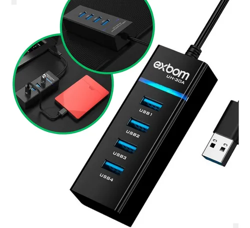Hub USB 3.0 Exbom UH-30A 4 Portas 5Gbps
