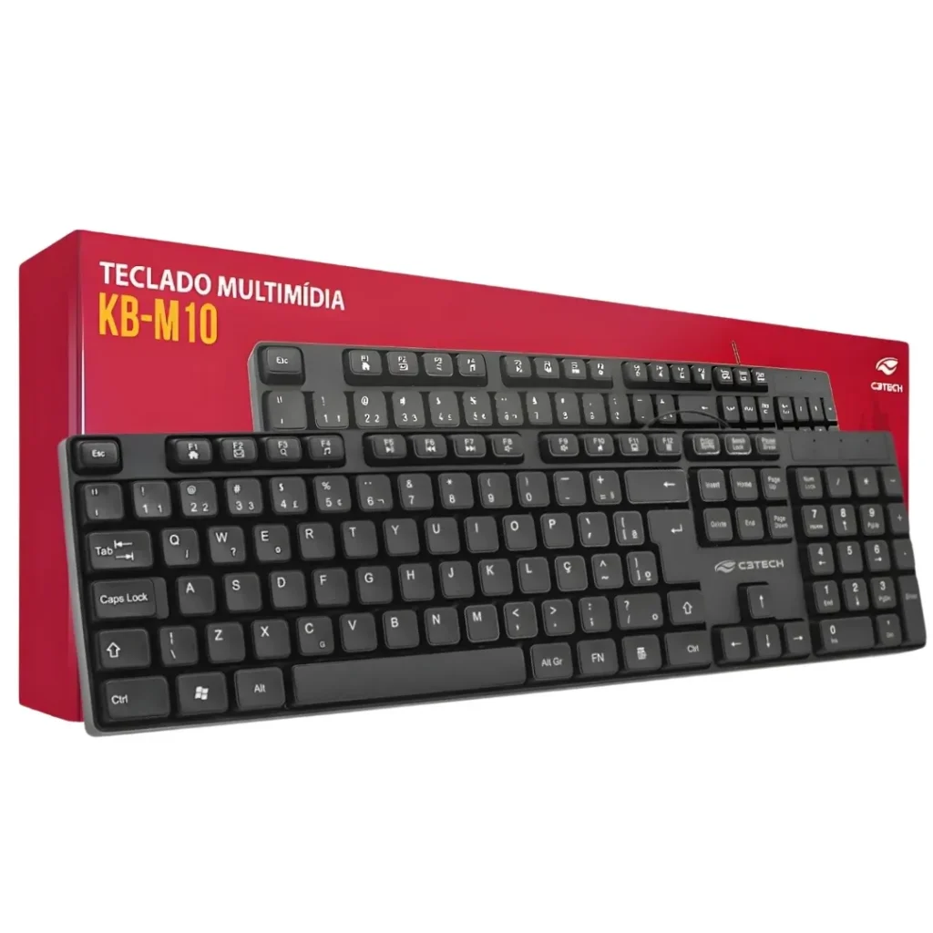 Teclado C3Tech KB-M10BK USB Multimídia ABNT2 Preto